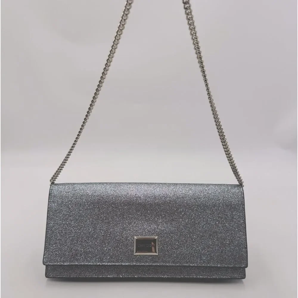Auth Jimmy Choo Lilia Shadded Glitter Multicolor Fabric Clutch Preloved Purse